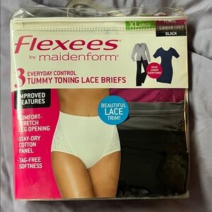Maidenform Flexees Tummy Toning Lace Briefs - Black and Gray